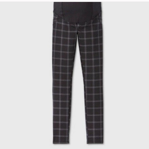 Isabel Matenity Black Plaid Ponte Pants, M, NWT - Picture 1 of 2